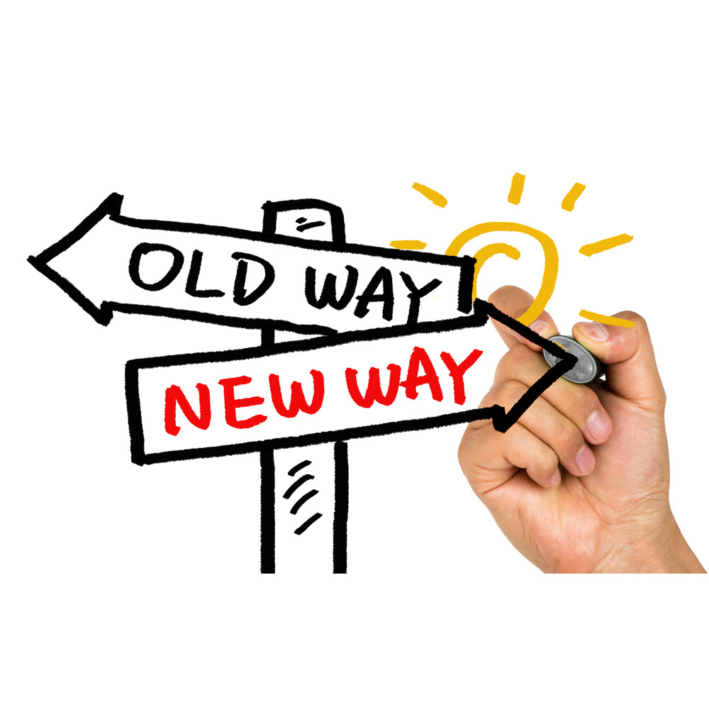 Old way. New way. PNG New way. Signpost.